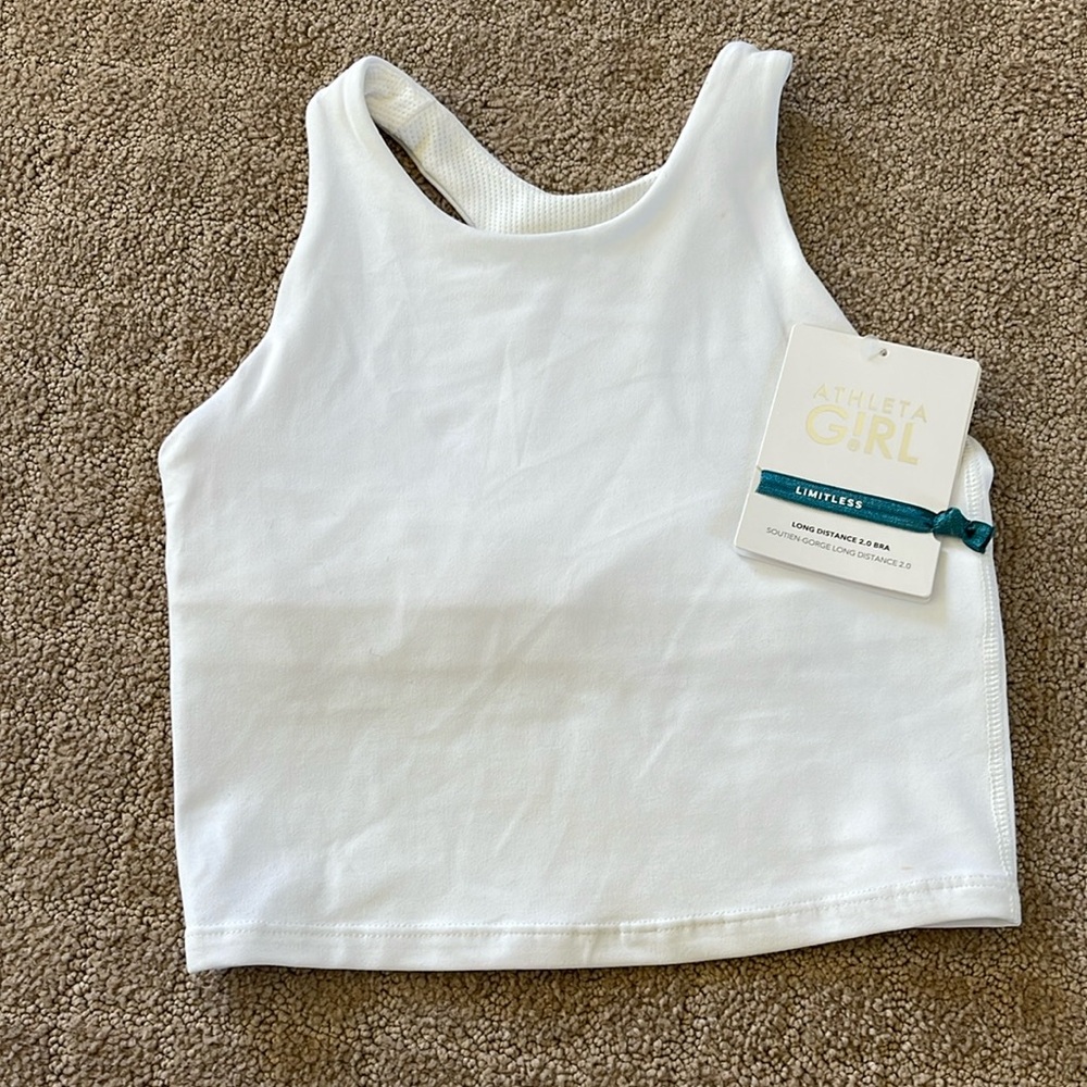Athleta - girls size medium 8/10 - white Long Distance 2.0 Bra